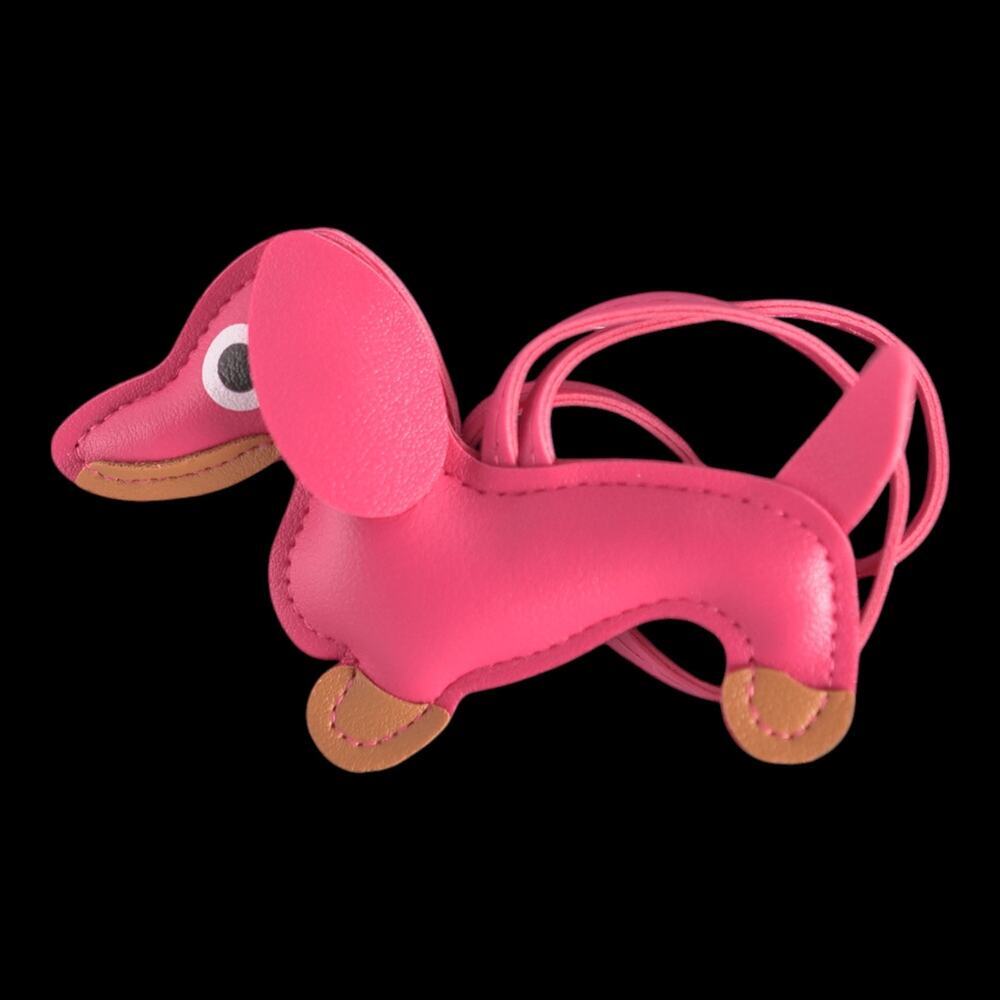 Dachshund Bag Charm Keychain Faux Leather Dog Mom Y2K Cottagecore Fuchsia NWOT - Picture 4 of 10